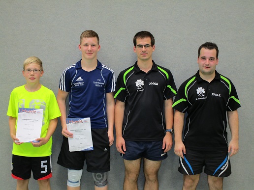 Kreismeister im Doppel: Valentin Best und Jonas Pfaff KM Herren 2015